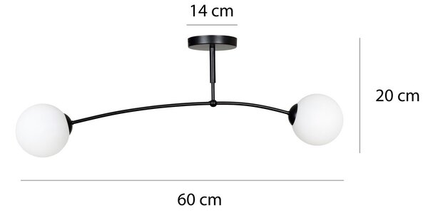 Lampadario a Sospensione in Acciaio e Vetro PREGOS 2 Nero/Bianco 2xE14