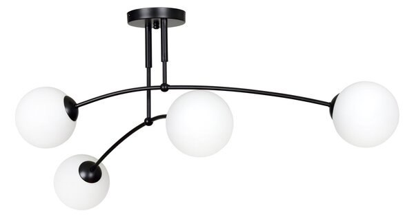 Lampadario a Sospensione in Acciaio e Vetro PREGOS 4 Nero/Bianco 4xE14