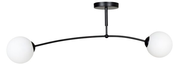 Lampadario a Sospensione in Acciaio e Vetro PREGOS 2 Nero/Bianco 2xE14