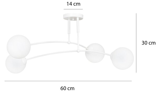 Lampadario a Sospensione in Acciaio e Vetro PREGOS 4 Nero/Bianco 4xE14