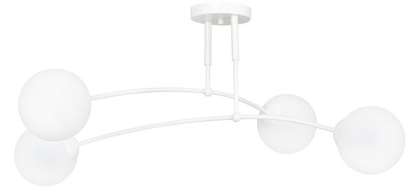 Lampadario a Sospensione in Acciaio e Vetro PREGOS 4 Nero/Bianco 4xE14