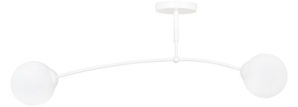 Lampadario a Sospensione in Acciaio e Vetro PREGOS 2 Nero/Bianco 2xE14