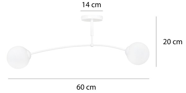 Lampadario a Sospensione in Acciaio e Vetro PREGOS 2 Nero/Bianco 2xE14