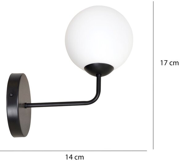 Applique da Parete in Acciaio e Vetro PREGOS K1 Nero/Bianco E14