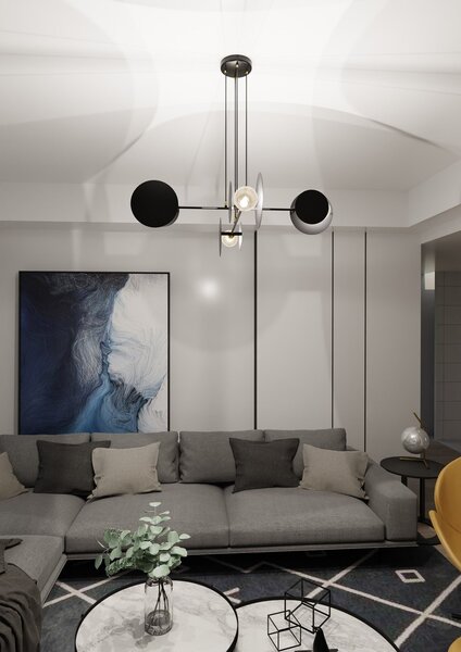 Lampadario a Sospensione in Acciaio IDEA 4 Nero/Bianco 4xE27