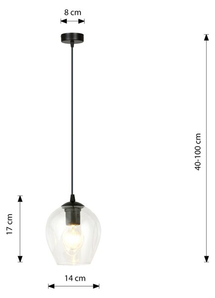 Lampadario a Sospensione in Acciaio e Vetro ISTAR Nero E27