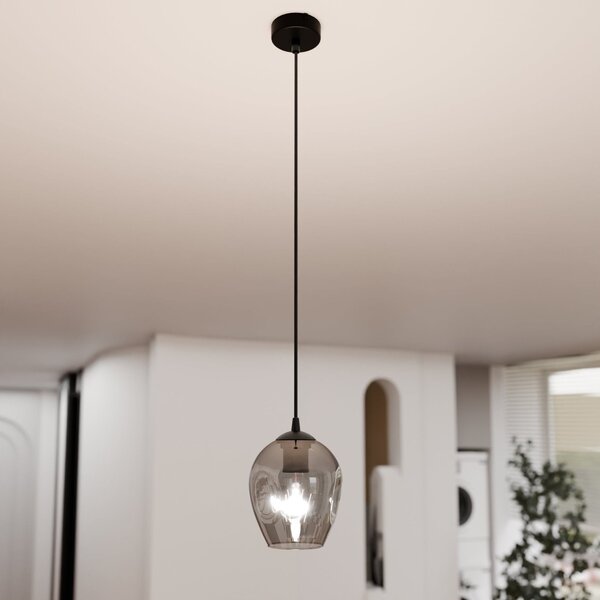 Lampadario a Sospensione in Acciaio e Vetro ISTAR Nero E27