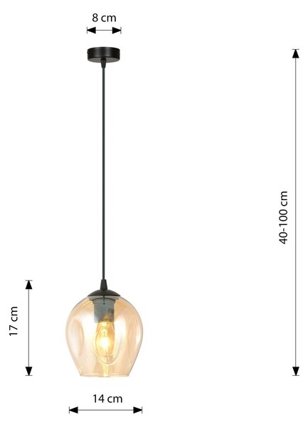 Lampadario a Sospensione in Acciaio e Vetro ISTAR Nero E27