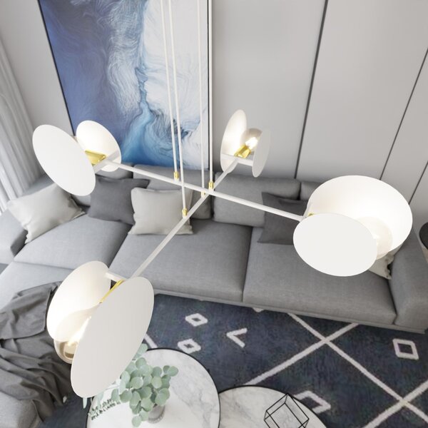 Lampadario a Sospensione in Acciaio IDEA 4 Nero/Bianco 4xE27