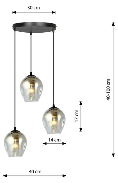 Lampadario a Sospensione in Acciaio e Vetro ISTAR 3 BL PREMIUM 3xE27