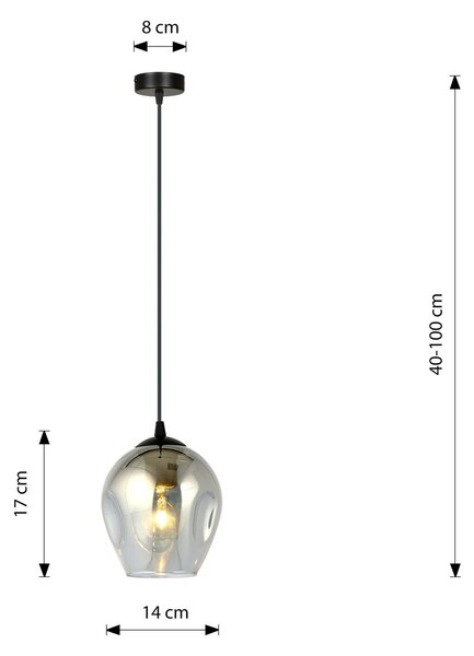 Lampadario a Sospensione in Acciaio e Vetro ISTAR Nero E27