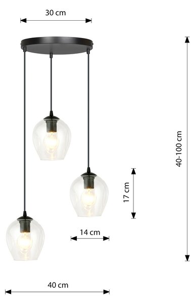Lampadario a Sospensione in Acciaio e Vetro ISTAR 3 BL PREMIUM 3xE27