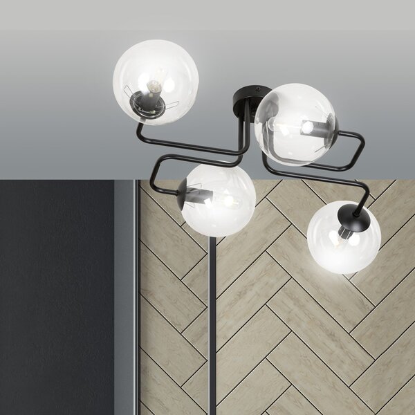Lampadario da Soffitto BRENDI 4 in acciaio e vetro 4xE14
