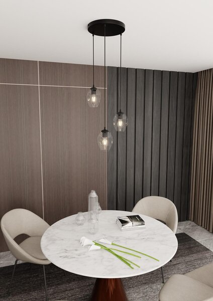 Lampadario a Sospensione in Acciaio e Vetro ISTAR 3 BL PREMIUM 3xE27