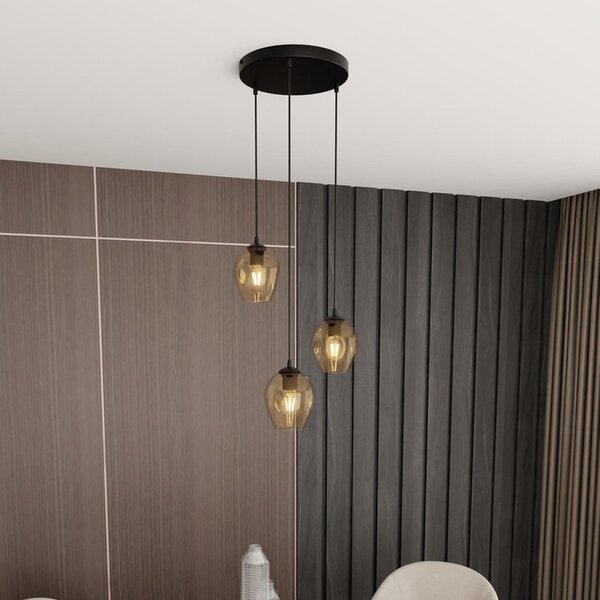Lampadario a Sospensione in Acciaio e Vetro ISTAR 3 BL PREMIUM 3xE27