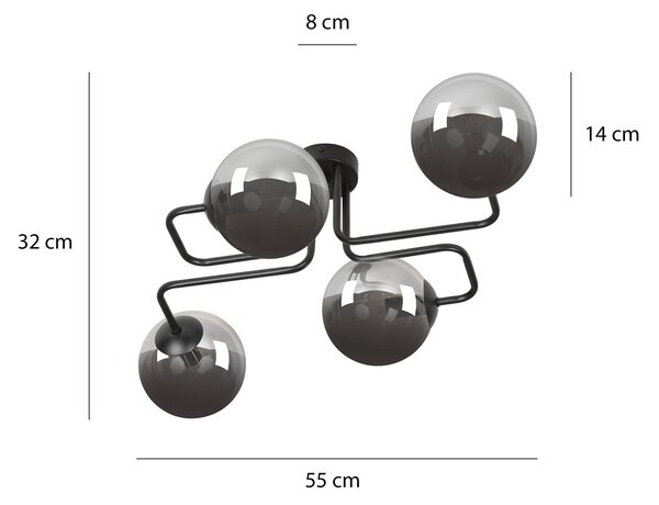 Lampadario da Soffitto BRENDI 4 in acciaio e vetro 4xE14