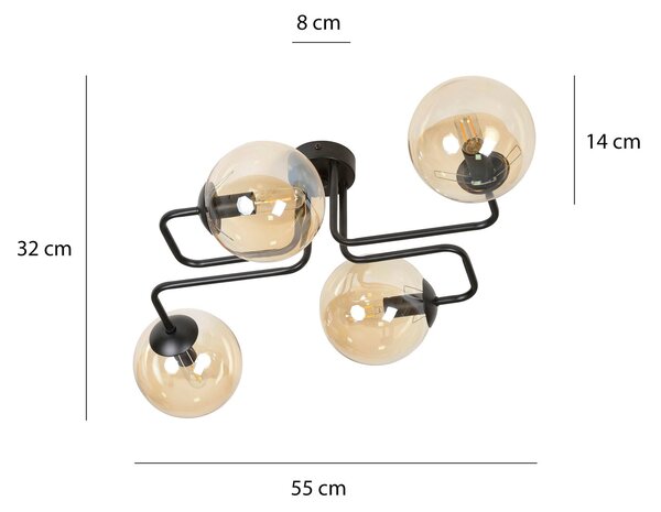 Lampadario da Soffitto BRENDI 4 in acciaio e vetro 4xE14