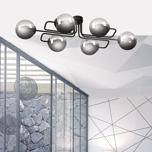 Lampadario da soffitto BRENDI 6 in acciaio e vetro 6xE14