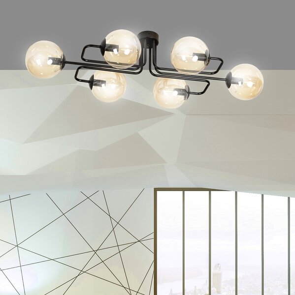 Lampadario da soffitto BRENDI 6 in acciaio e vetro 6xE14