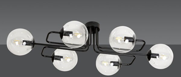 Lampadario da soffitto BRENDI 6 in acciaio e vetro 6xE14