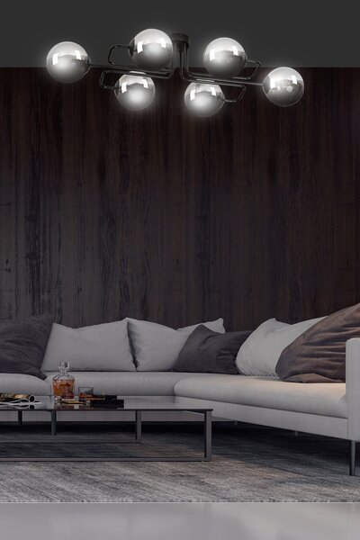 Lampadario da soffitto BRENDI 6 in acciaio e vetro 6xE14