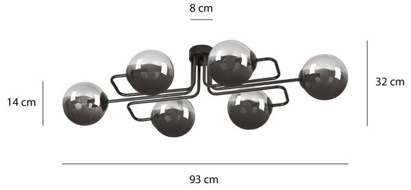 Lampadario da soffitto BRENDI 6 in acciaio e vetro 6xE14