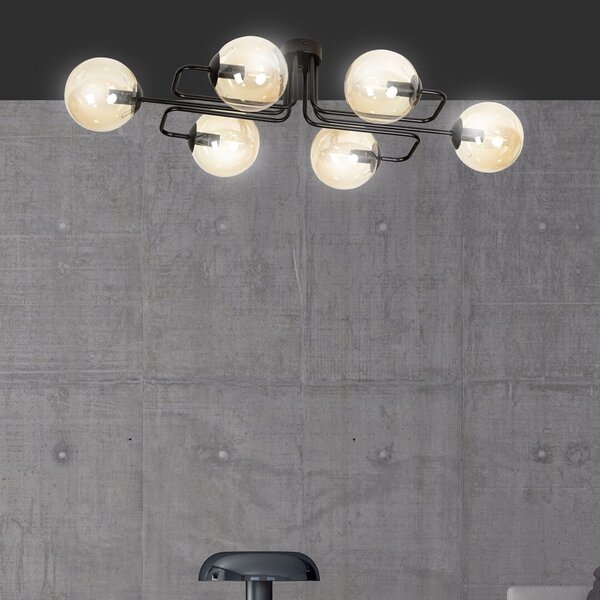 Lampadario da soffitto BRENDI 6 in acciaio e vetro 6xE14
