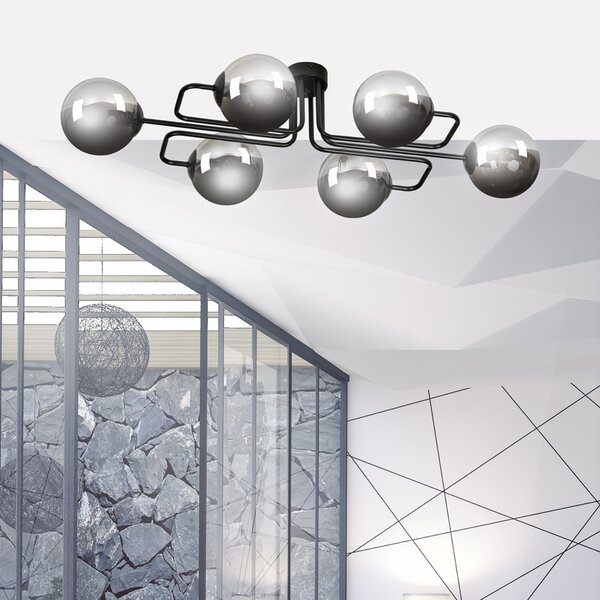 Lampadario da soffitto BRENDI 6 in acciaio e vetro 6xE14