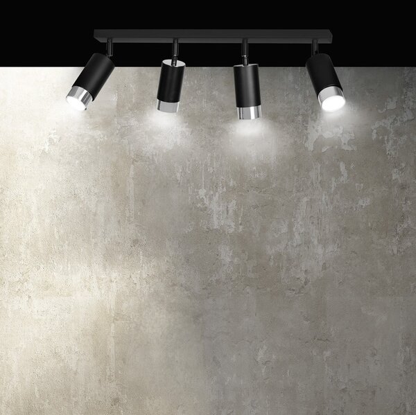 Lampada da Soffitto in Acciaio HIRO 4 Nero Cromo/Oro 4xGU10
