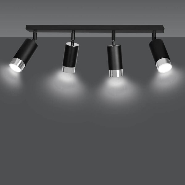 Lampada da Soffitto in Acciaio HIRO 4 Nero Cromo/Oro 4xGU10