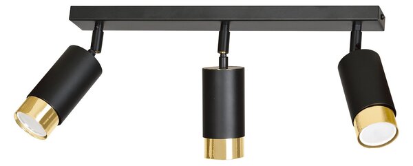 Lampadario da Soffitto in Acciaio HIRO 3 Nero Oro 3xGU10