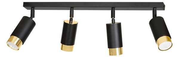 Lampada da Soffitto in Acciaio HIRO 4 Nero Cromo/Oro 4xGU10