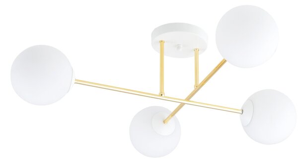 Lampadario da Soffitto MAGNUM 4 in Acciaio e Vetro 4xE14