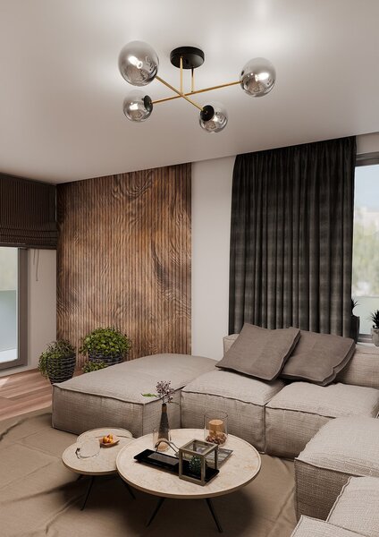 Lampadario da Soffitto MAGNUM 4 in Acciaio e Vetro 4xE14