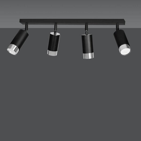 Lampada da Soffitto in Acciaio HIRO 4 Nero Cromo/Oro 4xGU10