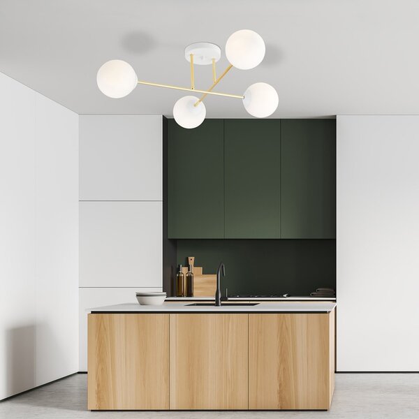 Lampadario da Soffitto MAGNUM 4 in Acciaio e Vetro 4xE14