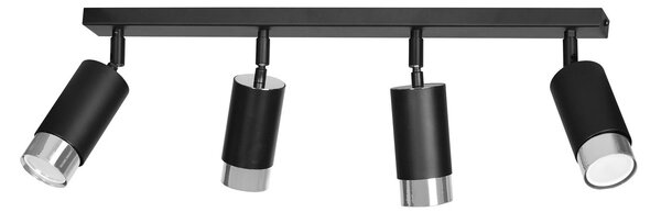 Lampada da Soffitto in Acciaio HIRO 4 Nero Cromo/Oro 4xGU10