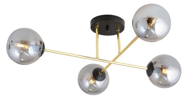 Lampadario da Soffitto MAGNUM 4 in Acciaio e Vetro 4xE14