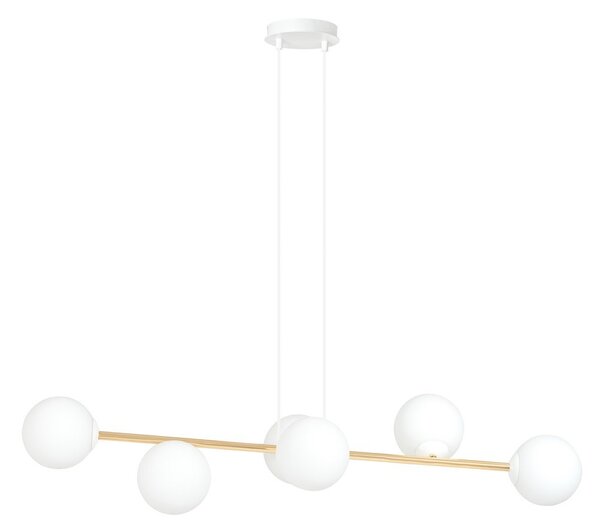 Lampadario a sospensione GRAVITY 6 Nero/Bianco e Oro 6xE14