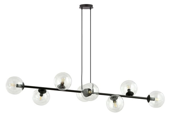 Lampadario a sospensione ROSSI 8 BL in acciaio e vetro 8xE14