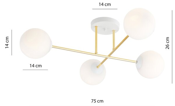 Lampadario da Soffitto MAGNUM 4 in Acciaio e Vetro 4xE14