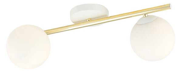 Lampada da soffitto in acciaio SPLENDI 2 Bianco e Oro 2xE14