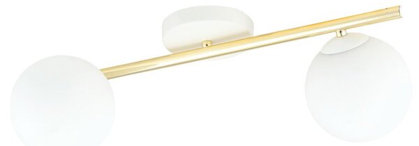 Lampada da soffitto in acciaio SPLENDI 2 Bianco e Oro 2xE14