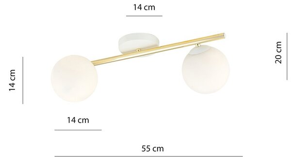 Lampada da soffitto in acciaio SPLENDI 2 Bianco e Oro 2xE14