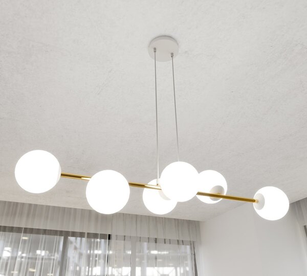Lampadario a sospensione GRAVITY 6 Nero/Bianco e Oro 6xE14
