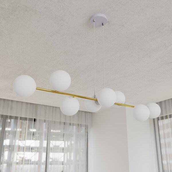 Lampadario a sospensione GRAVITY 8 Nero/Bianco e Oro 8xE14