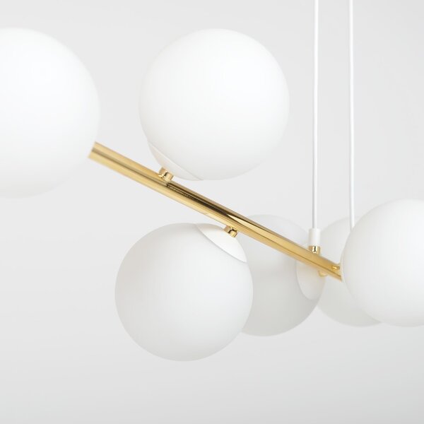 Lampadario a sospensione GRAVITY 8 Nero/Bianco e Oro 8xE14