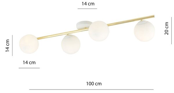 Lampada da soffitto in acciaio SPLENDI 4 Bianco e Oro 4xE14