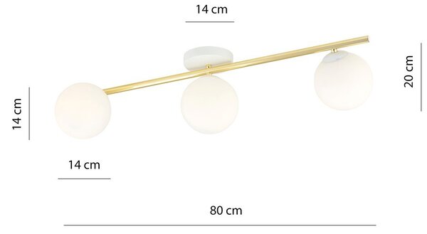 Lampada da soffitto in acciaio SPLENDI 3 Bianco e Oro 3xE14