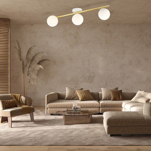 Lampada da soffitto in acciaio SPLENDI 3 Bianco e Oro 3xE14